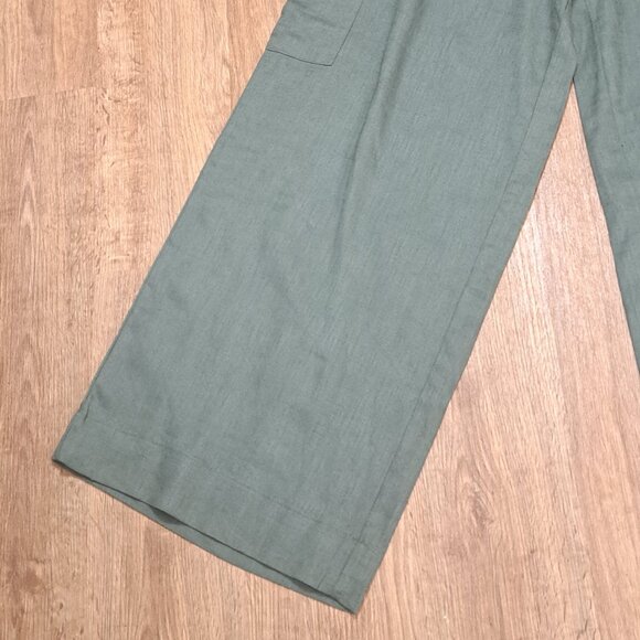 Jessica Simpson Green Wide Leg Cargo Linen Blend Pant NWT Misses Size Small - Picture 5 of 8